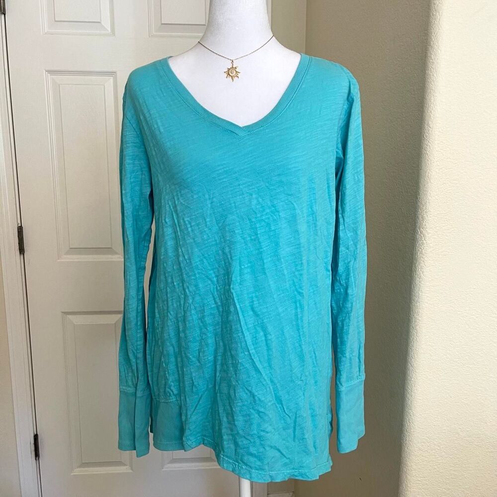 Fresh Produce Lightweight cotton long sleeve turquoise shirt - size small